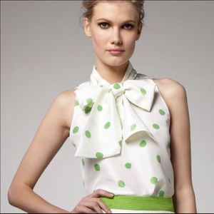Kate Spade polka dot silk blouse with bow